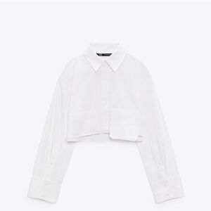Cropped poplin Zara button down NWT size XS